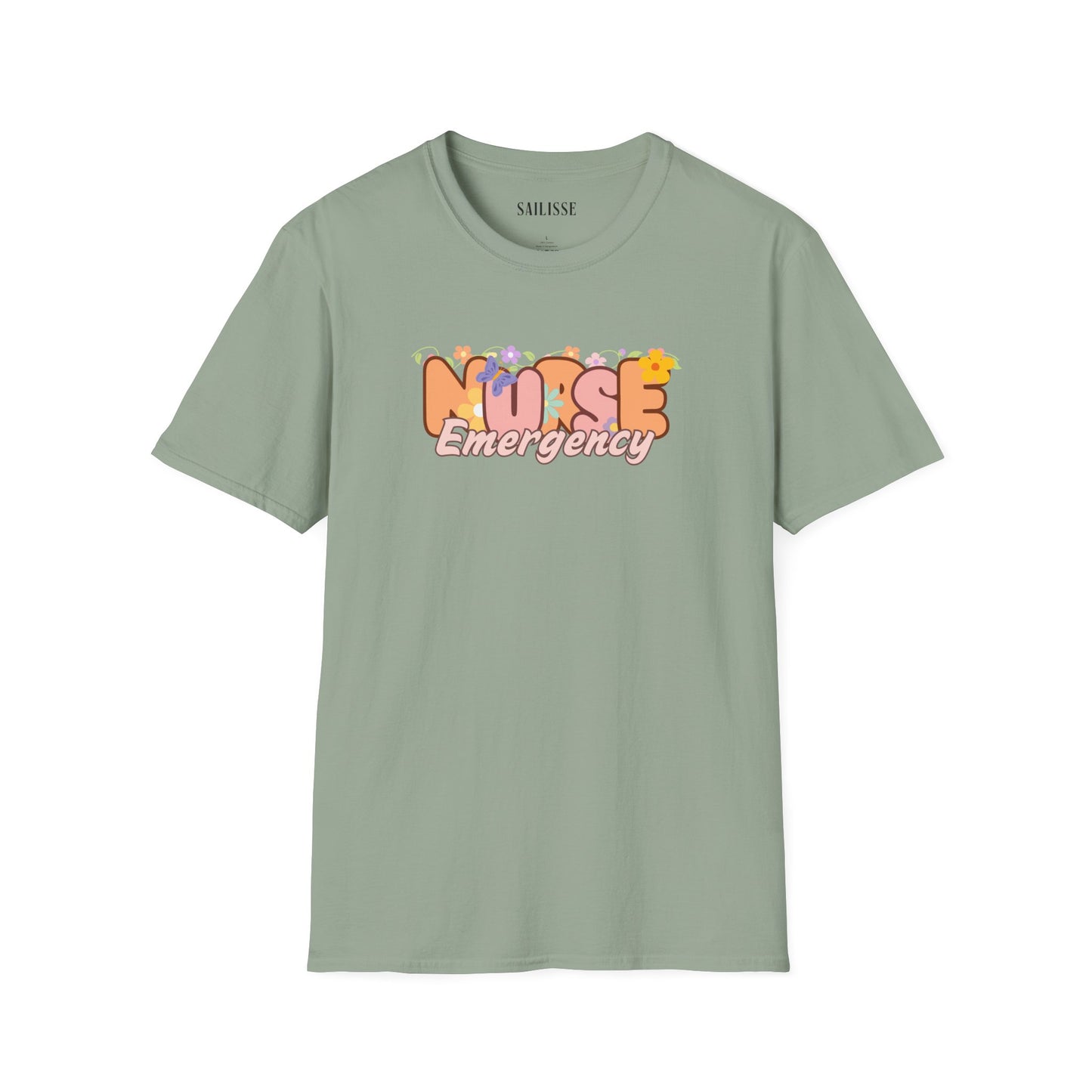 Emergency Nurse Floral Design Softstyle T-Shirt