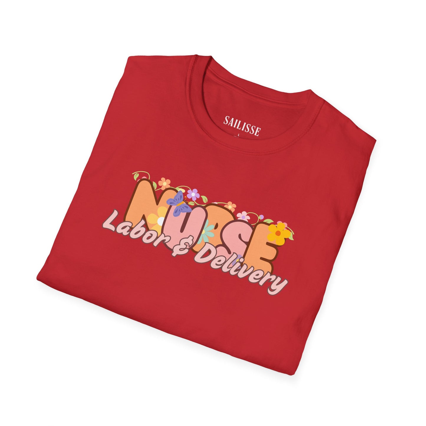 Labor & Delivery Nurse Floral Design Softstyle T-Shirt