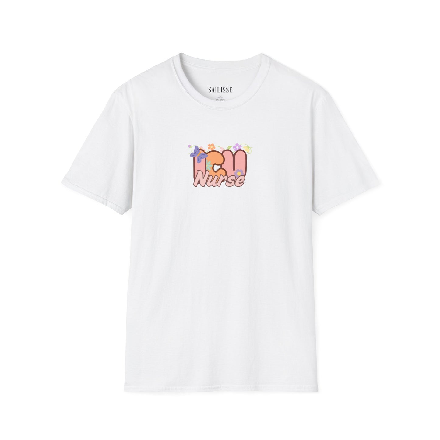 ICU Nurse Floral Design Softstyle T-Shirt