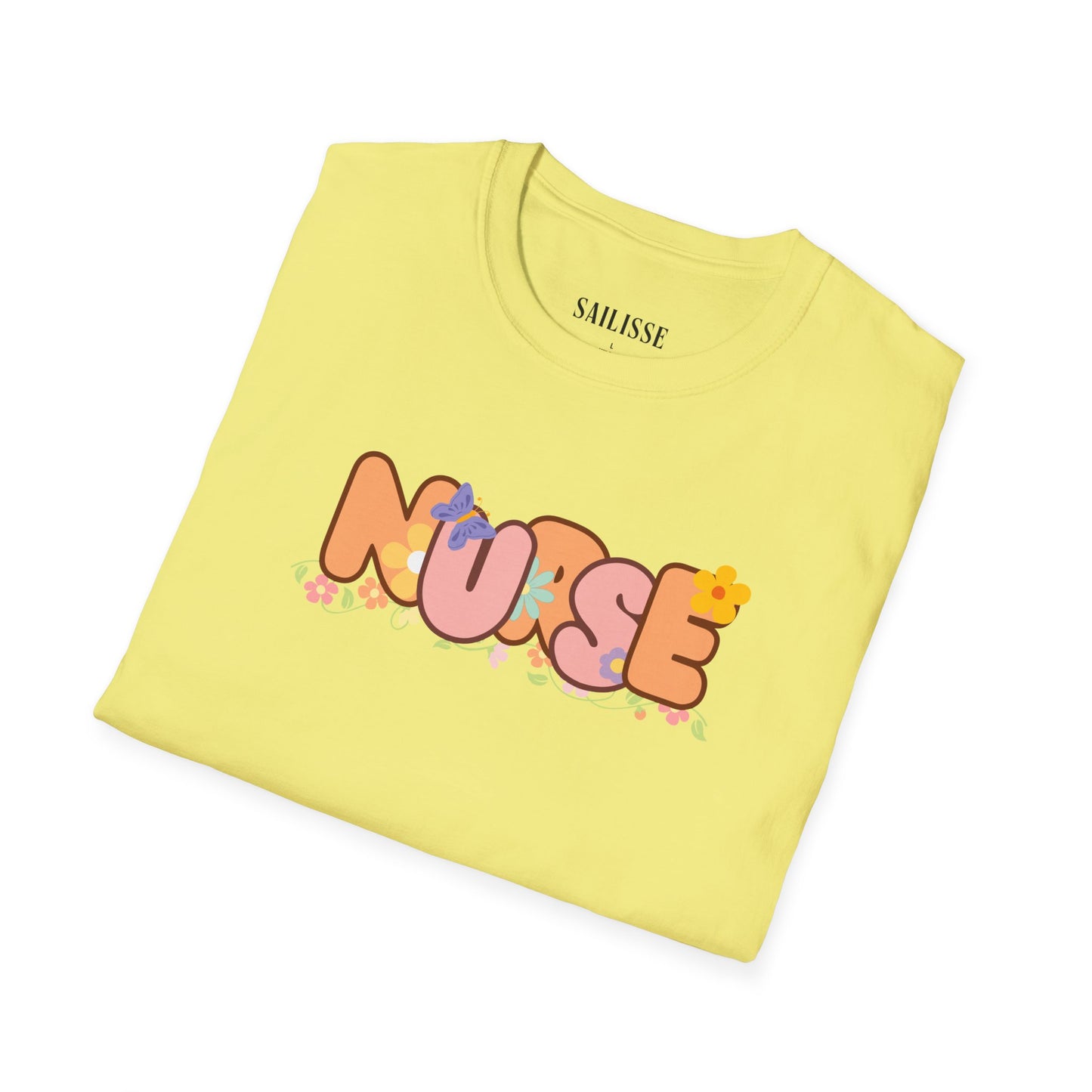 NURSE Floral Design Softstyle T-Shirt