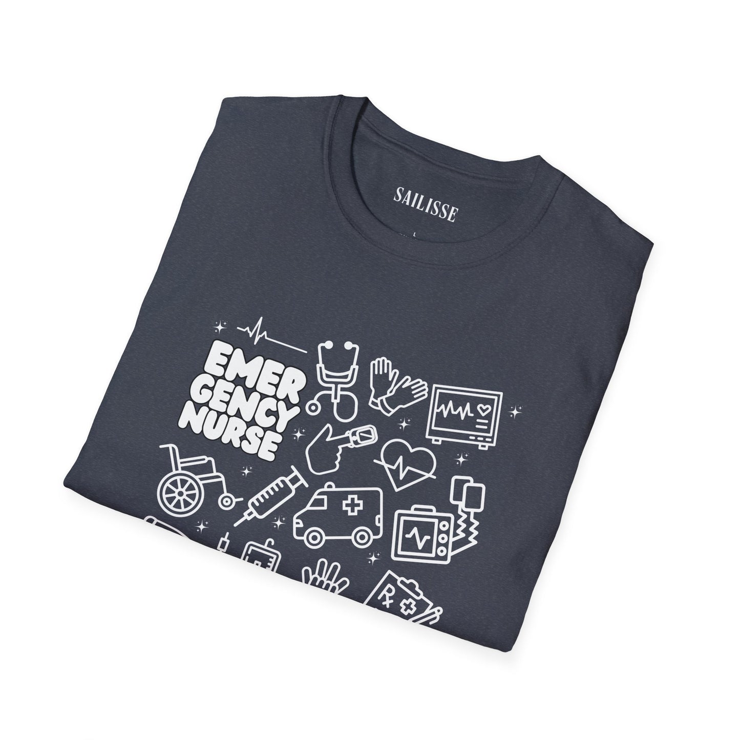 Emergency Nurse White Outline T-Shirt