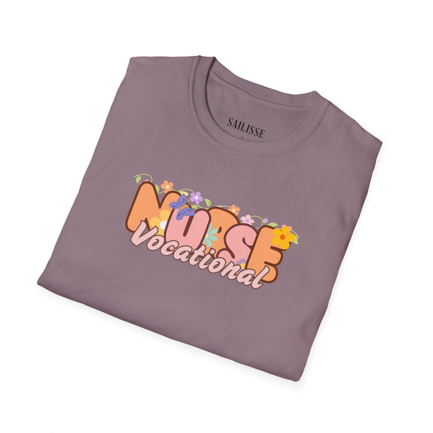 Vocational Nurse Floral Design Softstyle T-Shirt