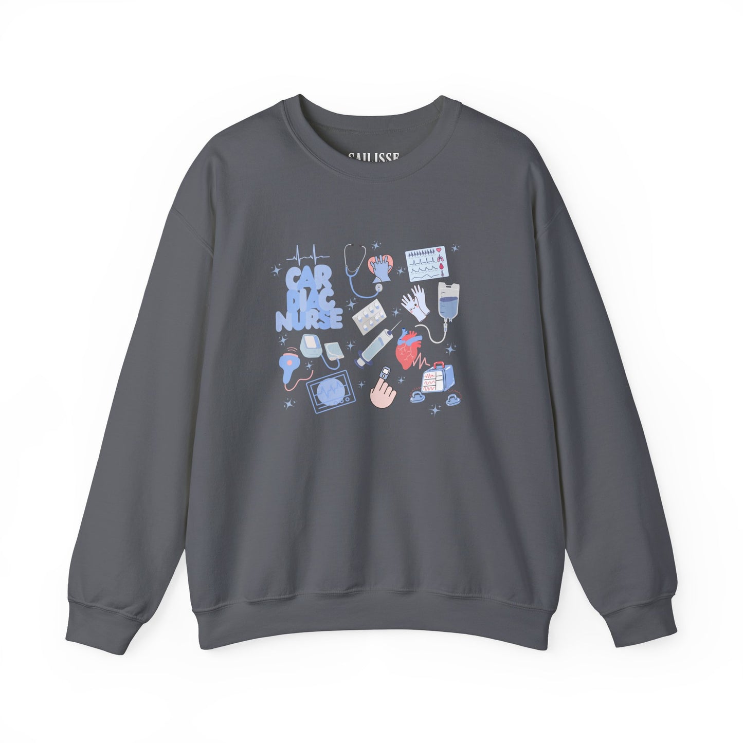 Cardiac Nurse Doodle Design Crewneck