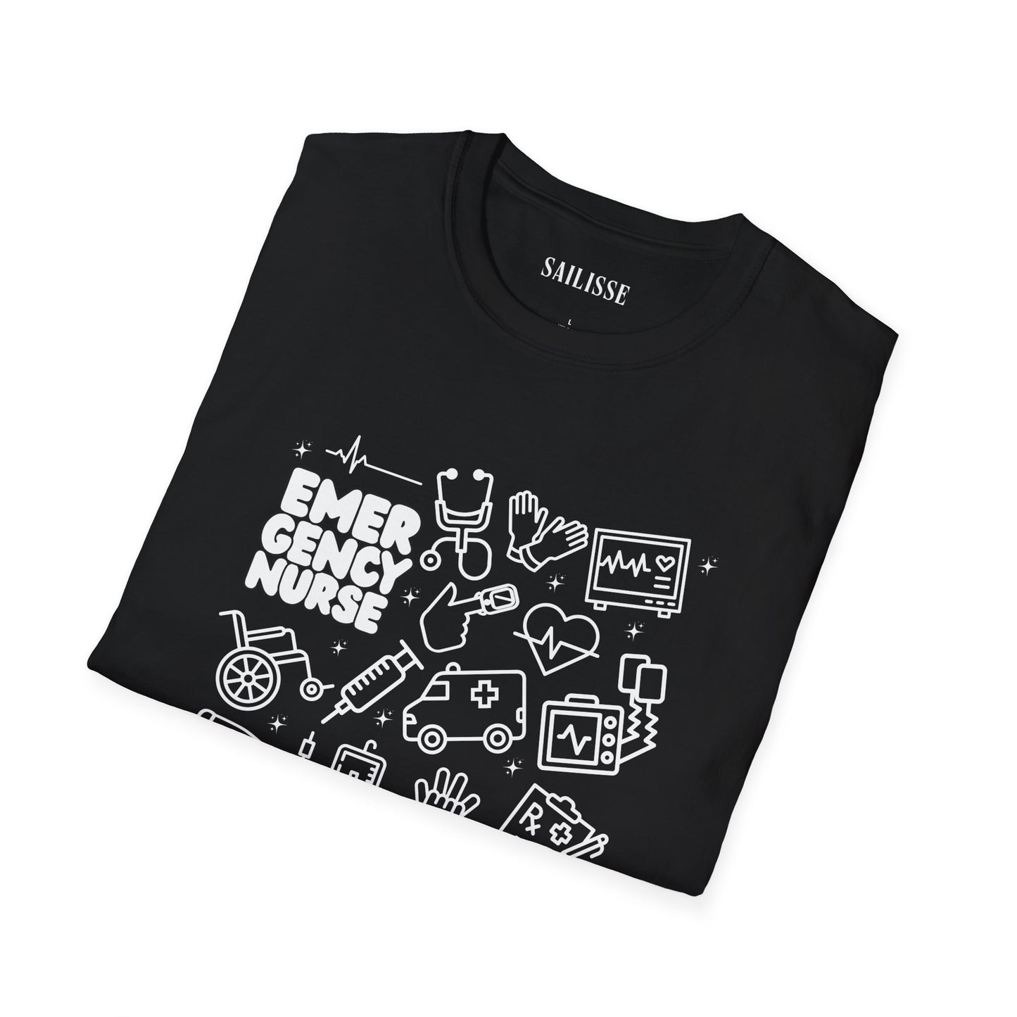 Emergency Nurse White Outline T-Shirt