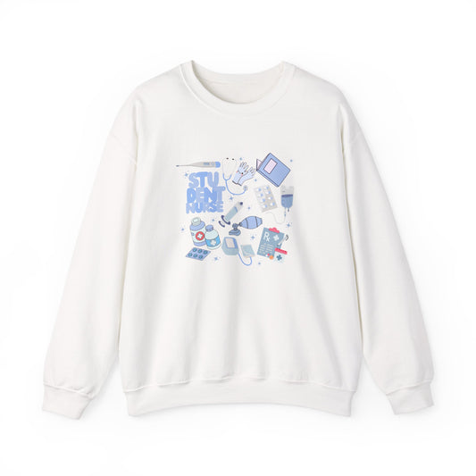 Student Nurse Blue Doodle Crewneck