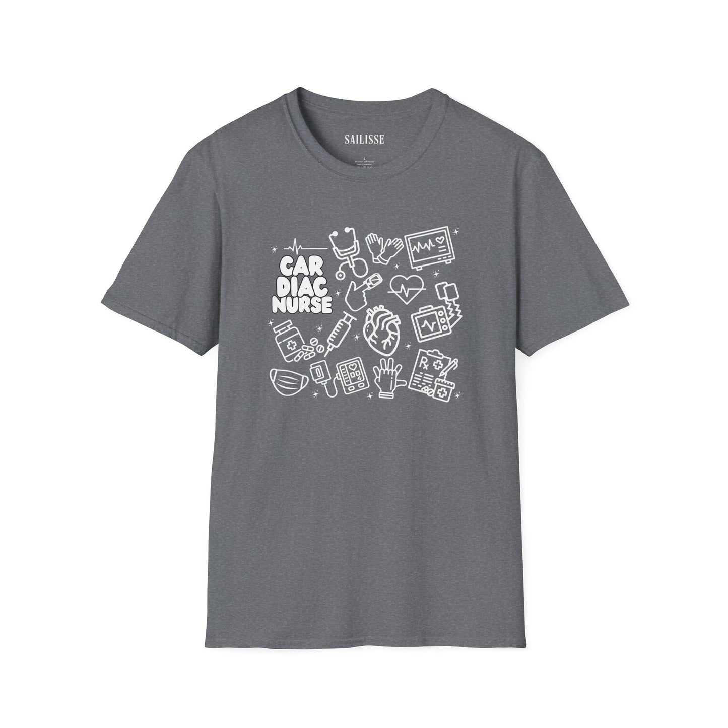 Cardiac Nurse White Outline T-Shirt