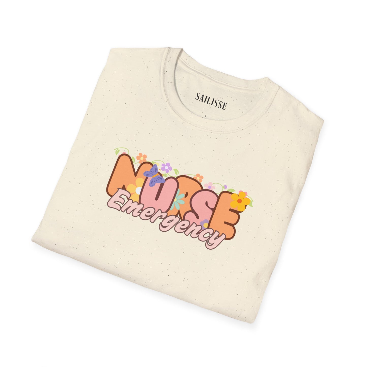 Emergency Nurse Floral Design Softstyle T-Shirt
