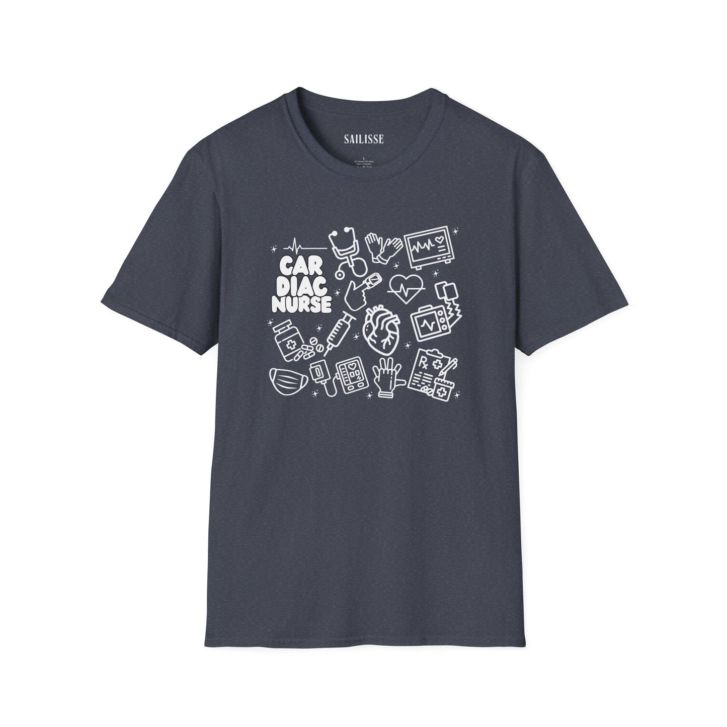 Cardiac Nurse White Outline T-Shirt