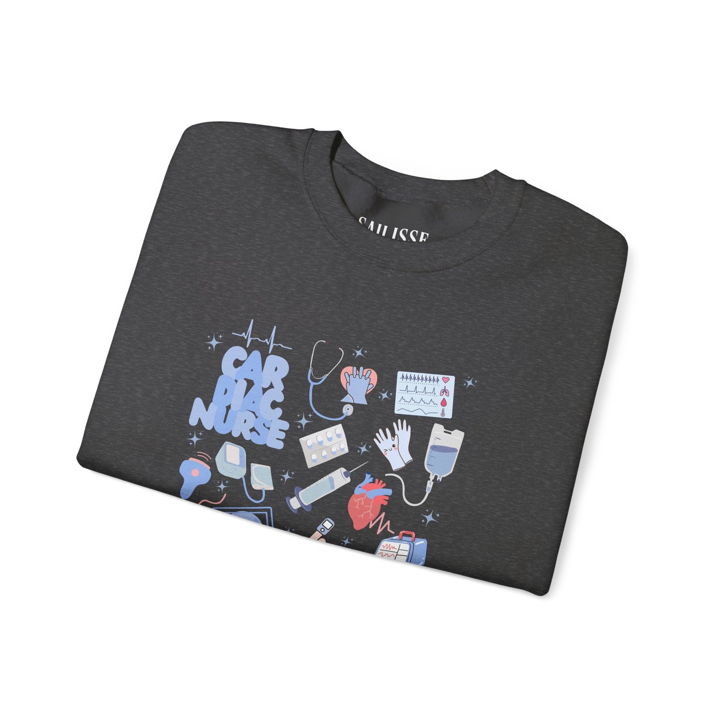 Cardiac Nurse Doodle Design Crewneck