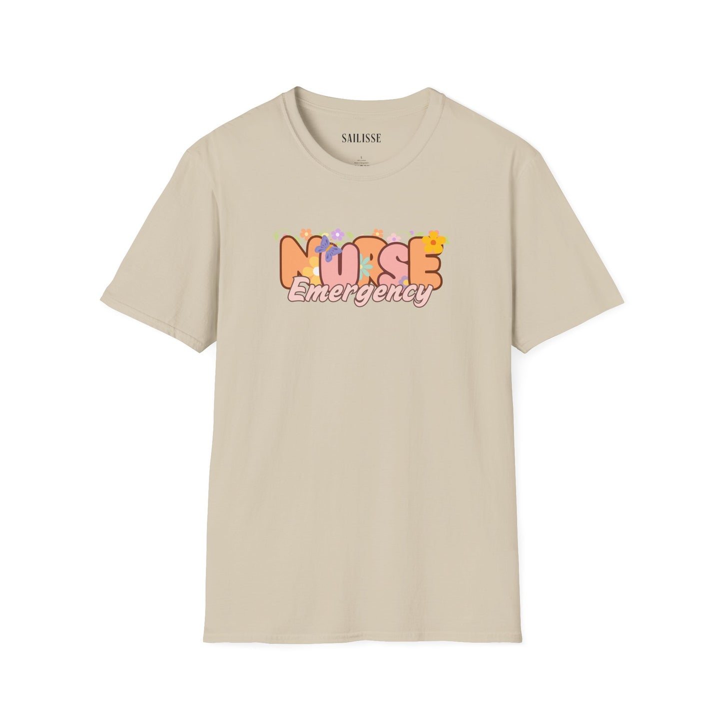Emergency Nurse Floral Design Softstyle T-Shirt