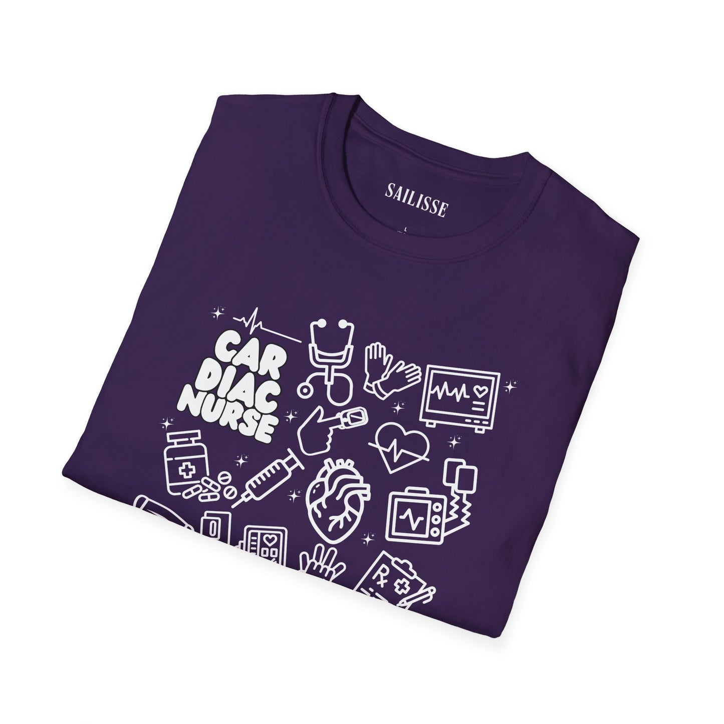 Cardiac Nurse White Outline T-Shirt