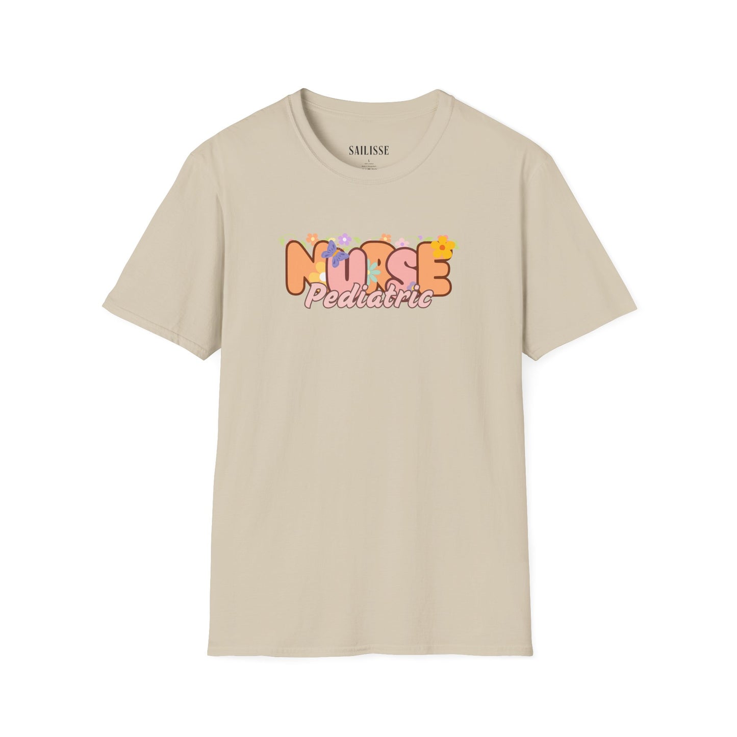 Pediatric Nurse Floral Design Softstyle T-Shirt