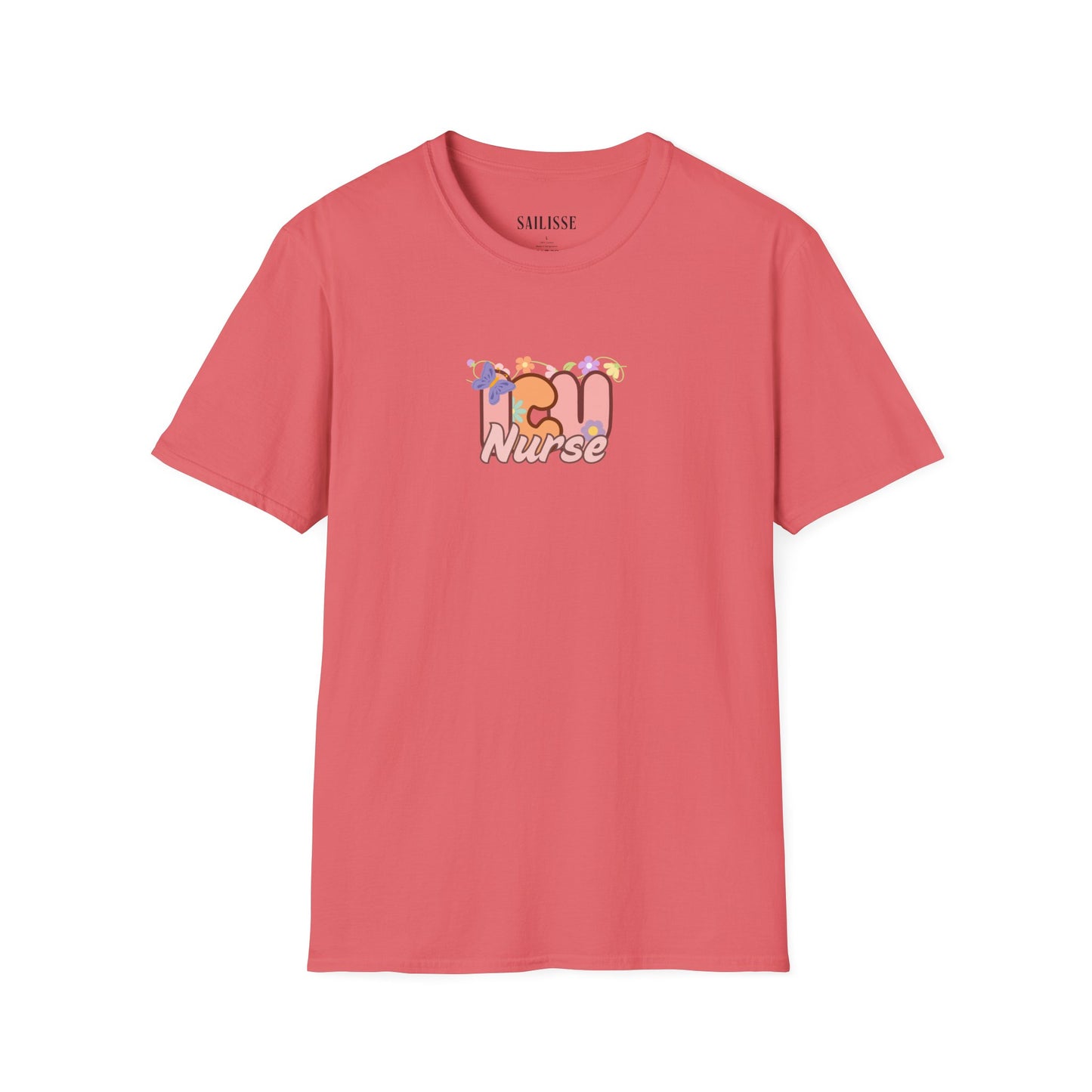 ICU Nurse Floral Design Softstyle T-Shirt