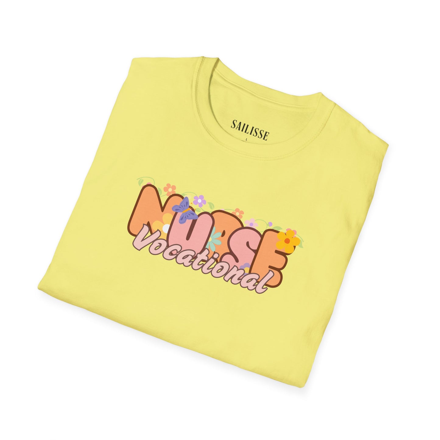 Vocational Nurse Floral Design Softstyle T-Shirt
