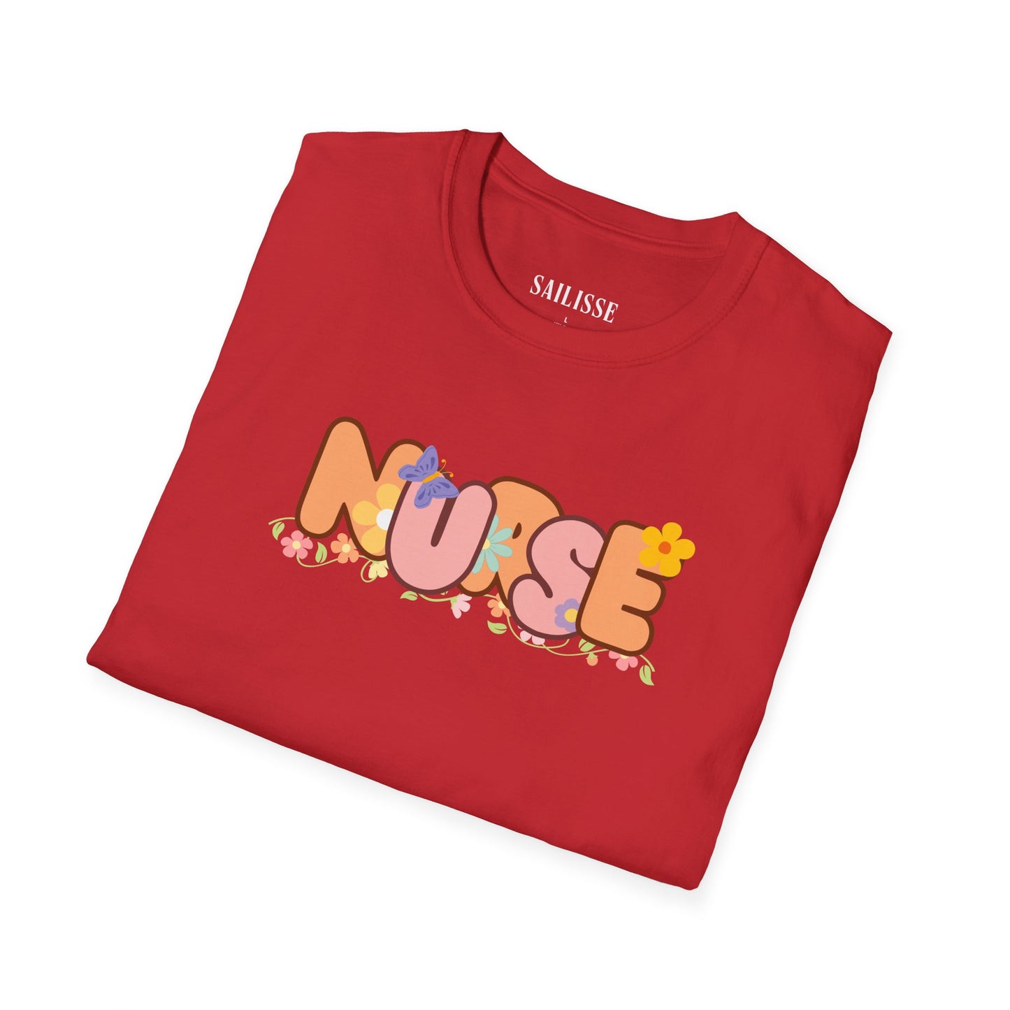 NURSE Floral Design Softstyle T-Shirt