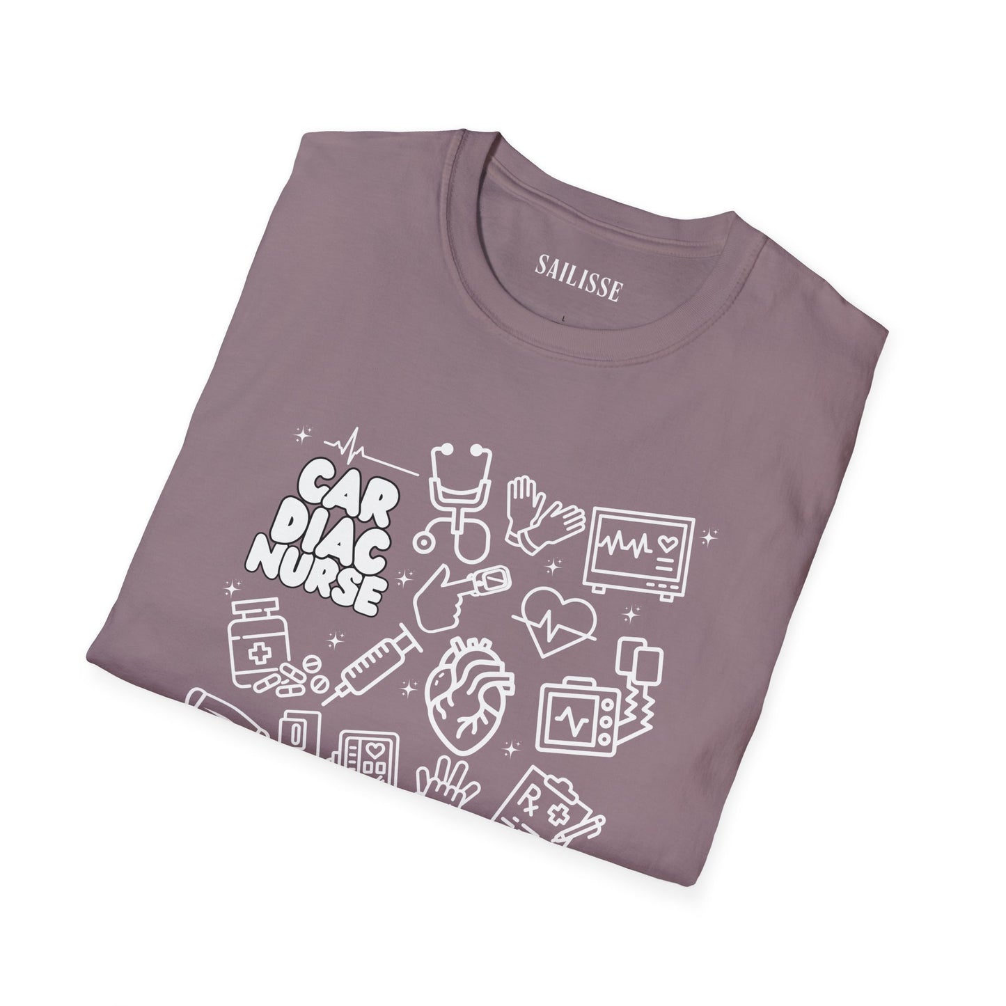 Cardiac Nurse White Outline T-Shirt