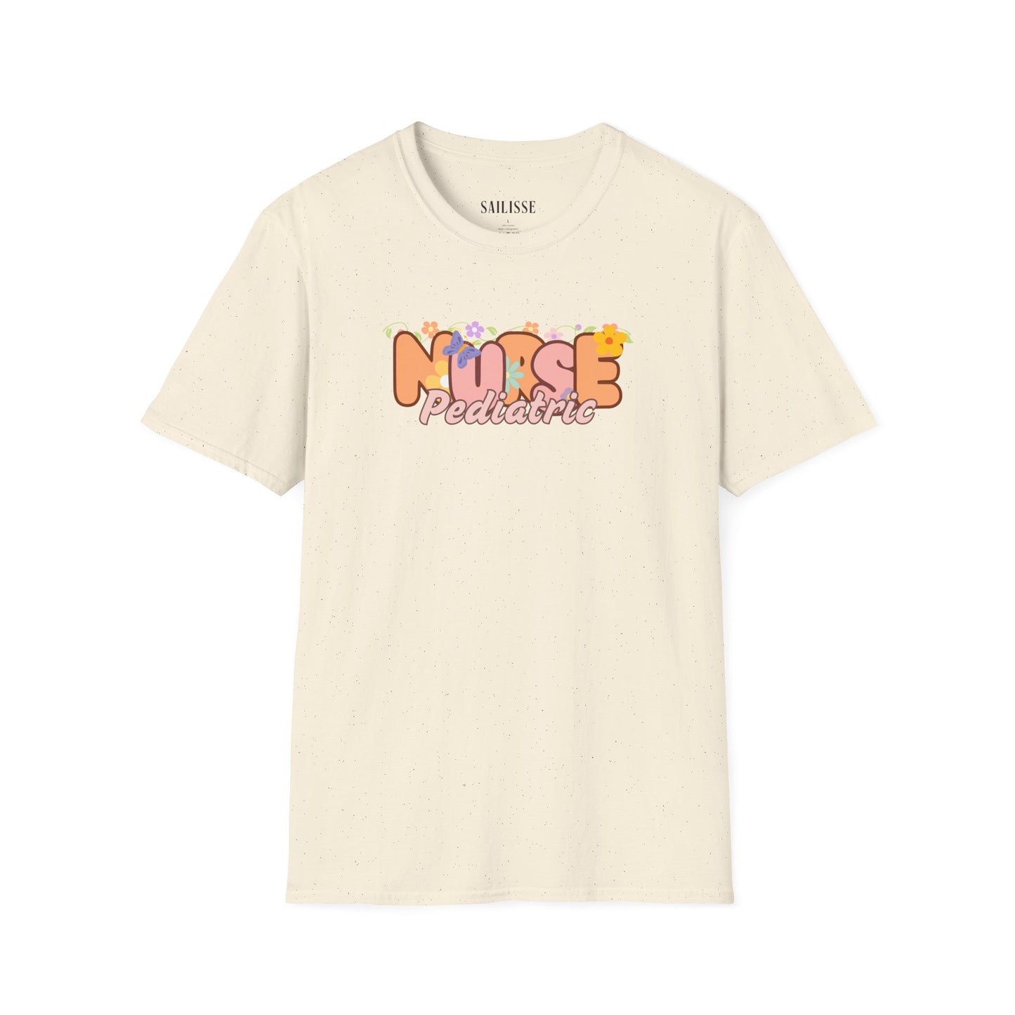 Pediatric Nurse Floral Design Softstyle T-Shirt