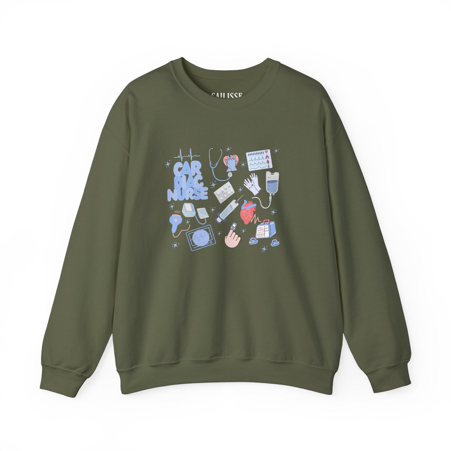 Cardiac Nurse Doodle Design Crewneck