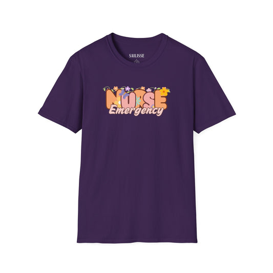 Emergency Nurse Floral Design Softstyle T-Shirt