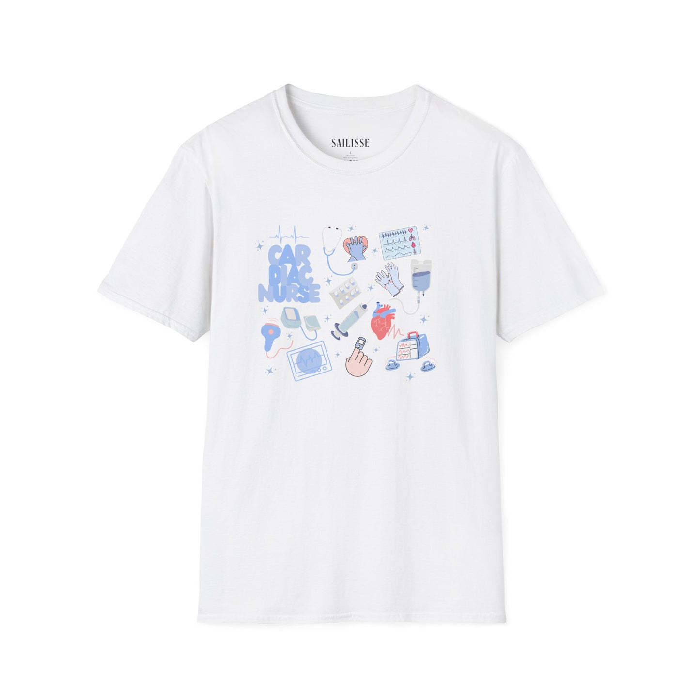 Cardiac Nurse Doodle Design Softstyle T-Shirt