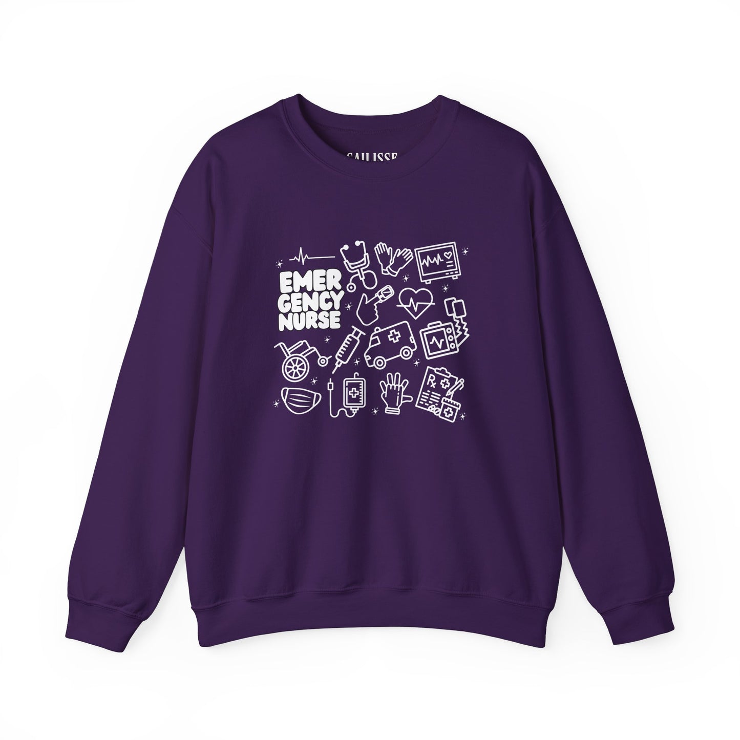 Emergency Nurse White Outline Crewneck