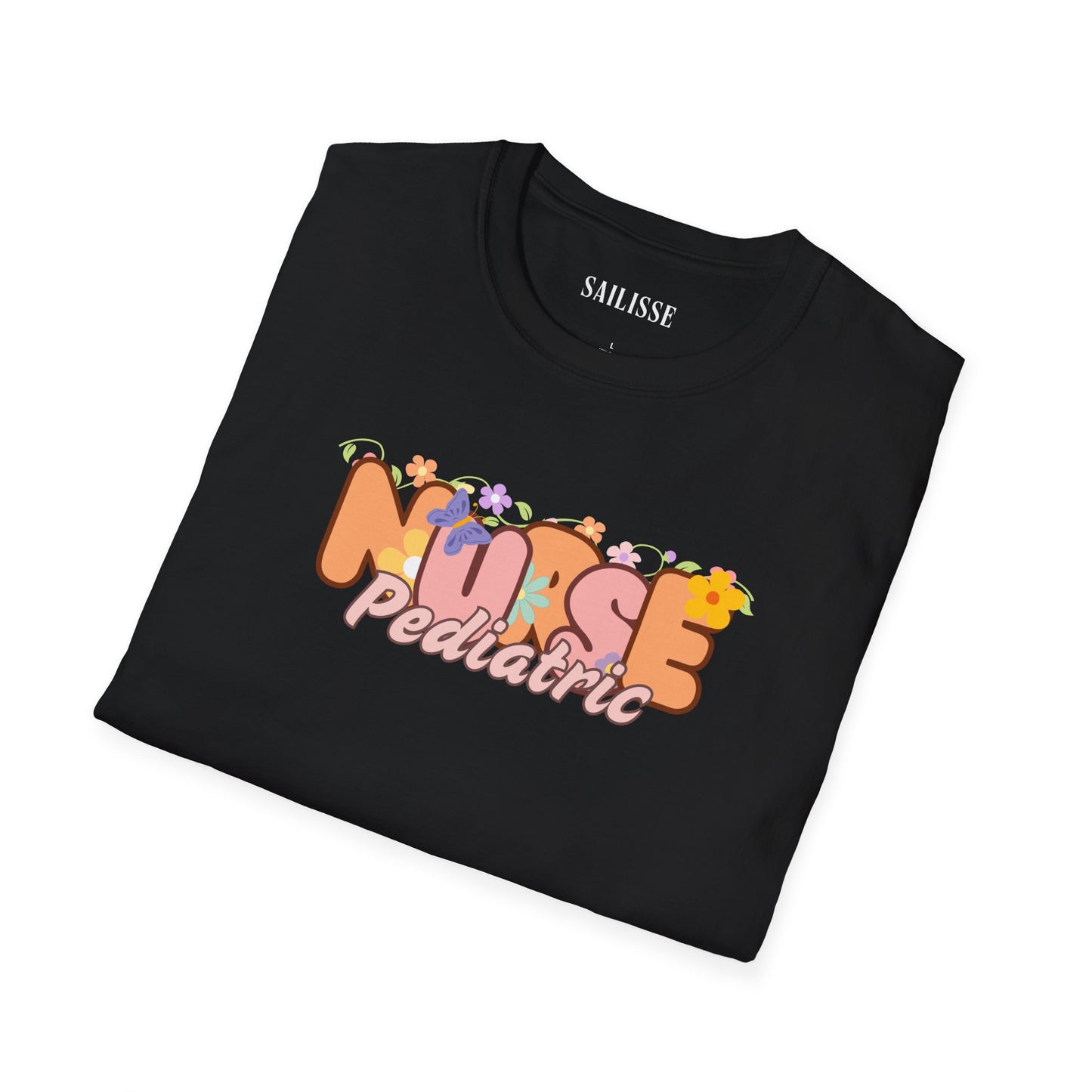 Pediatric Nurse Floral Design Softstyle T-Shirt