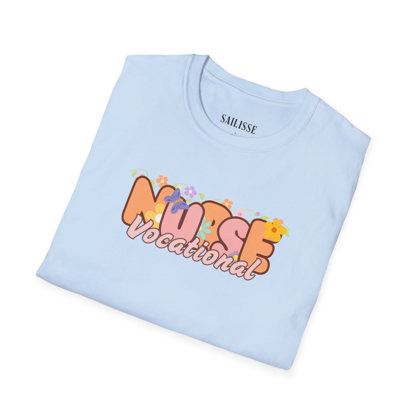 Vocational Nurse Floral Design Softstyle T-Shirt