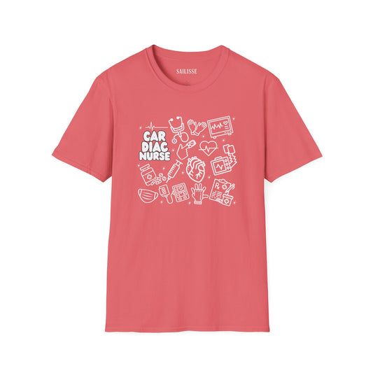 Cardiac Nurse White Outline T-Shirt