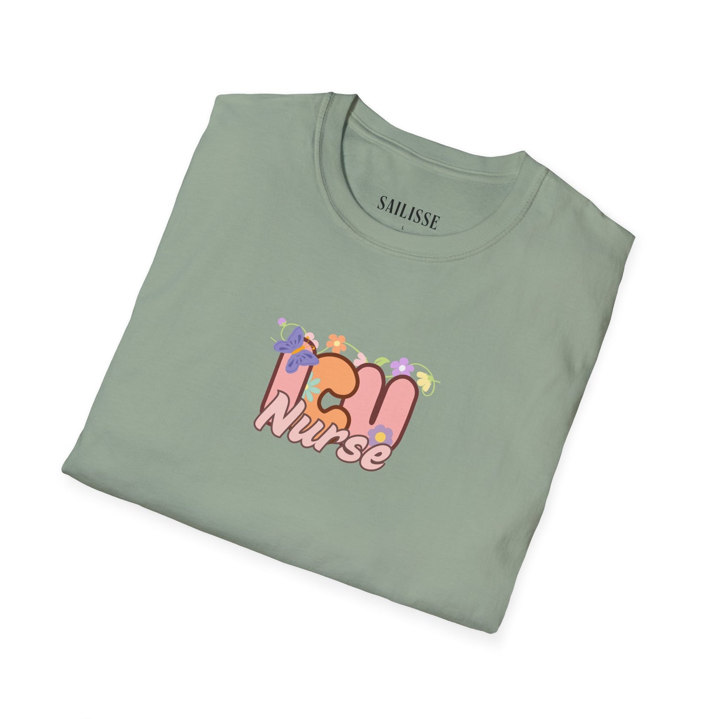 ICU Nurse Floral Design Softstyle T-Shirt