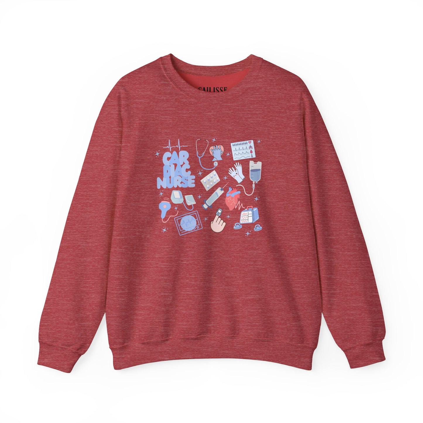 Cardiac Nurse Doodle Design Crewneck