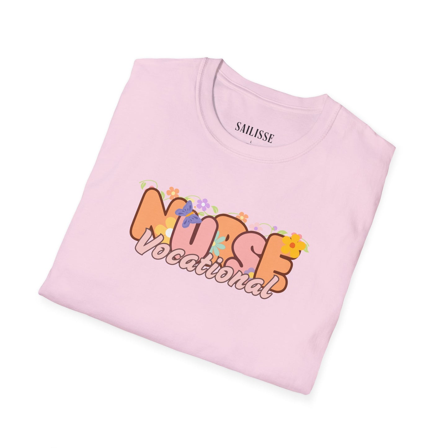 Vocational Nurse Floral Design Softstyle T-Shirt