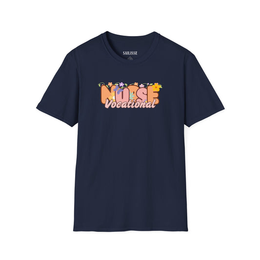 Vocational Nurse Floral Design Softstyle T-Shirt