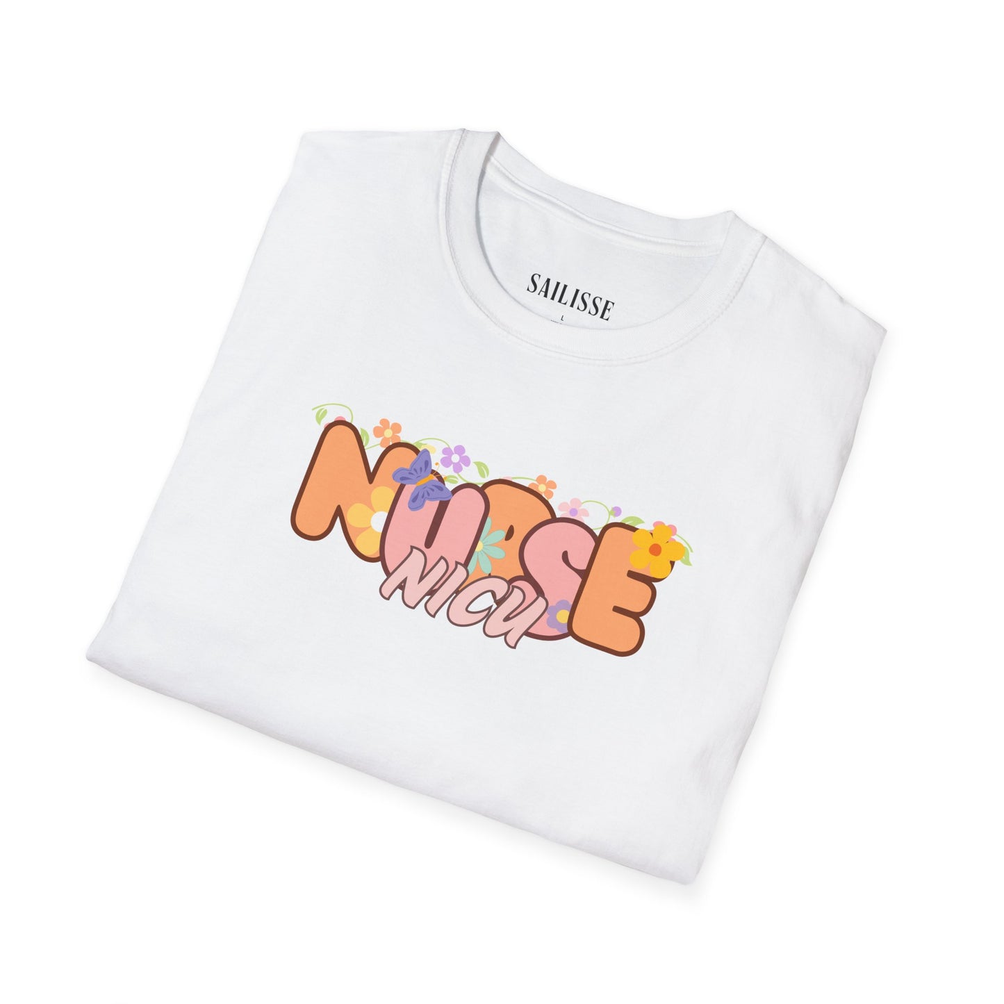 NICU Nurse Floral Design Softstyle T-Shirt
