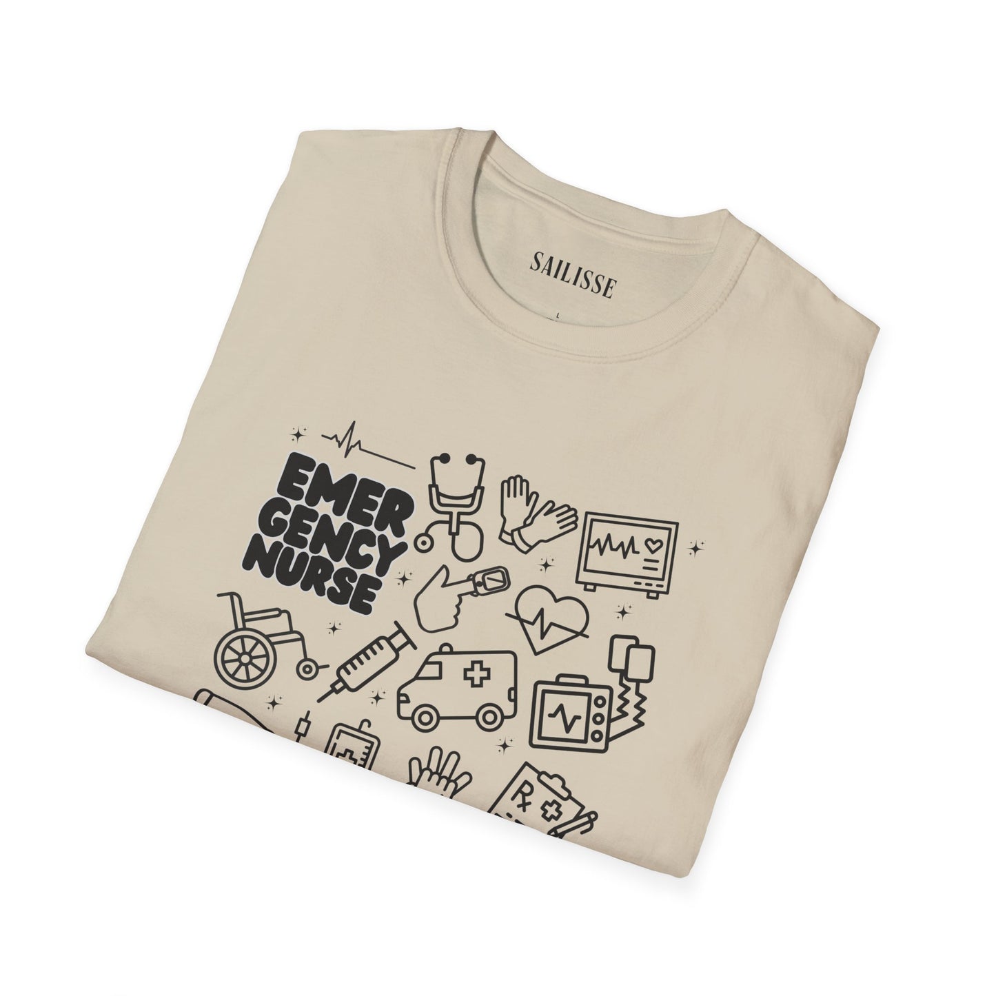 Emergency Nurse Black Outline T-Shirt