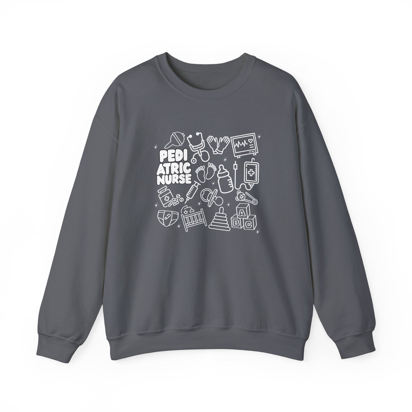 Pediatric Nurse White Outline Crewneck