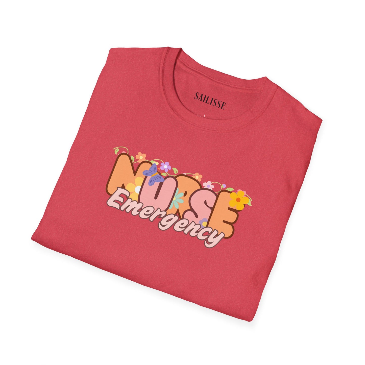 Emergency Nurse Floral Design Softstyle T-Shirt