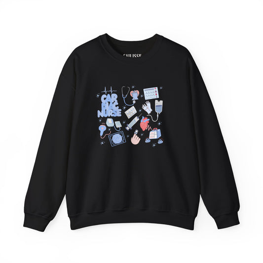 Cardiac Nurse Doodle Design Crewneck