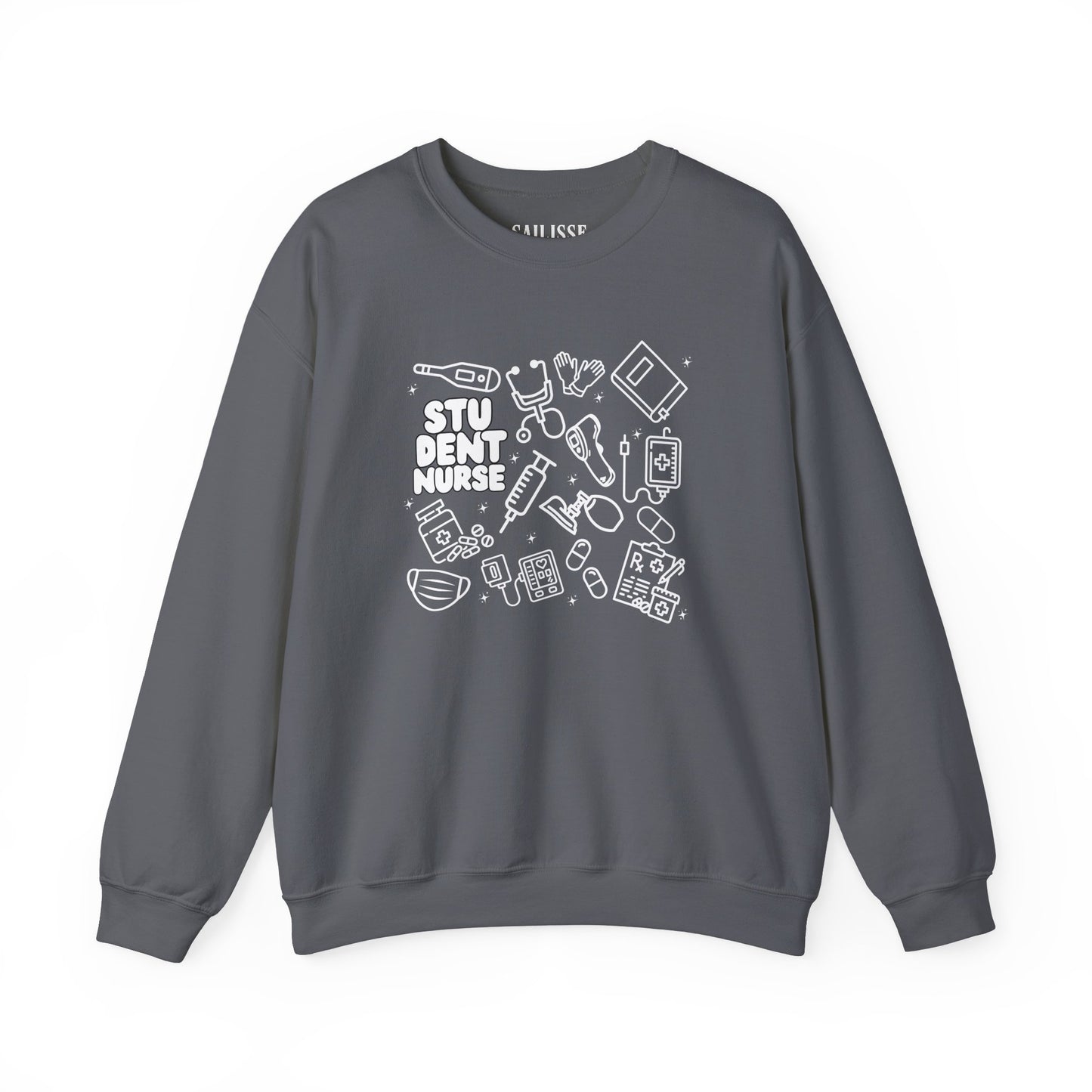 Student Nurse White Outline Crewneck