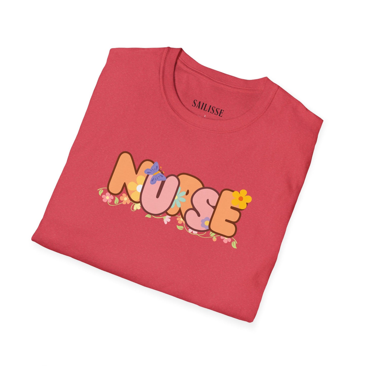 NURSE Floral Design Softstyle T-Shirt