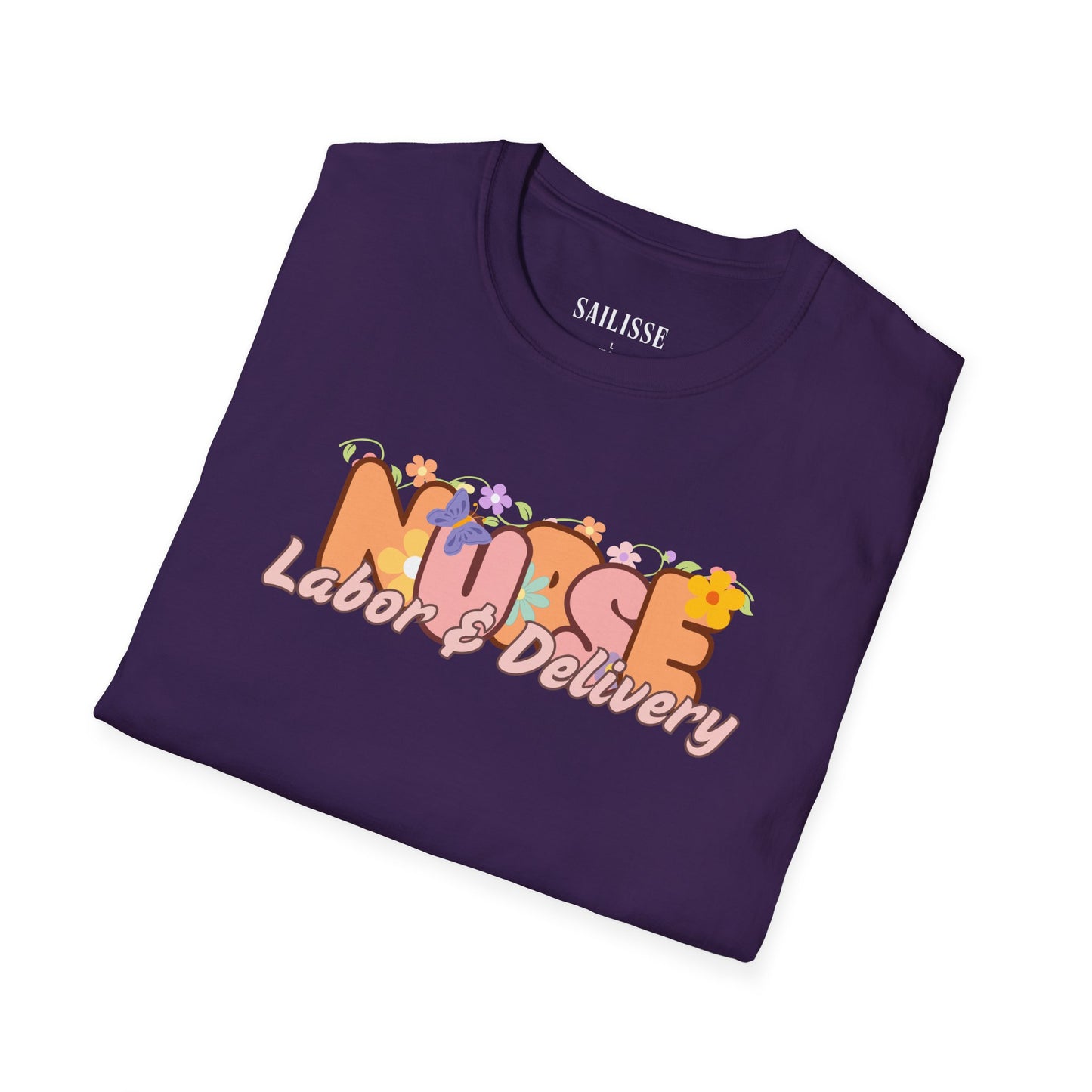 Labor & Delivery Nurse Floral Design Softstyle T-Shirt