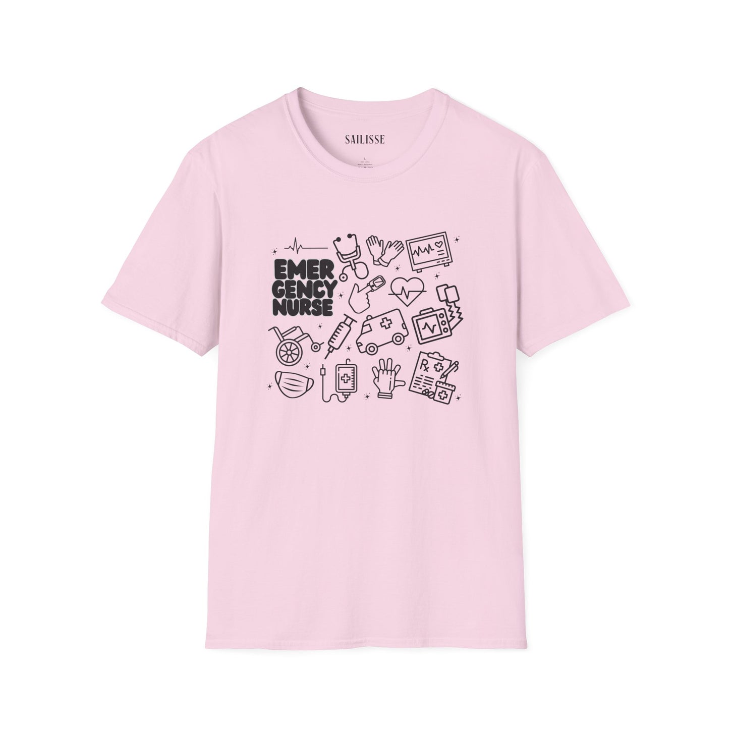 Emergency Nurse Black Outline T-Shirt