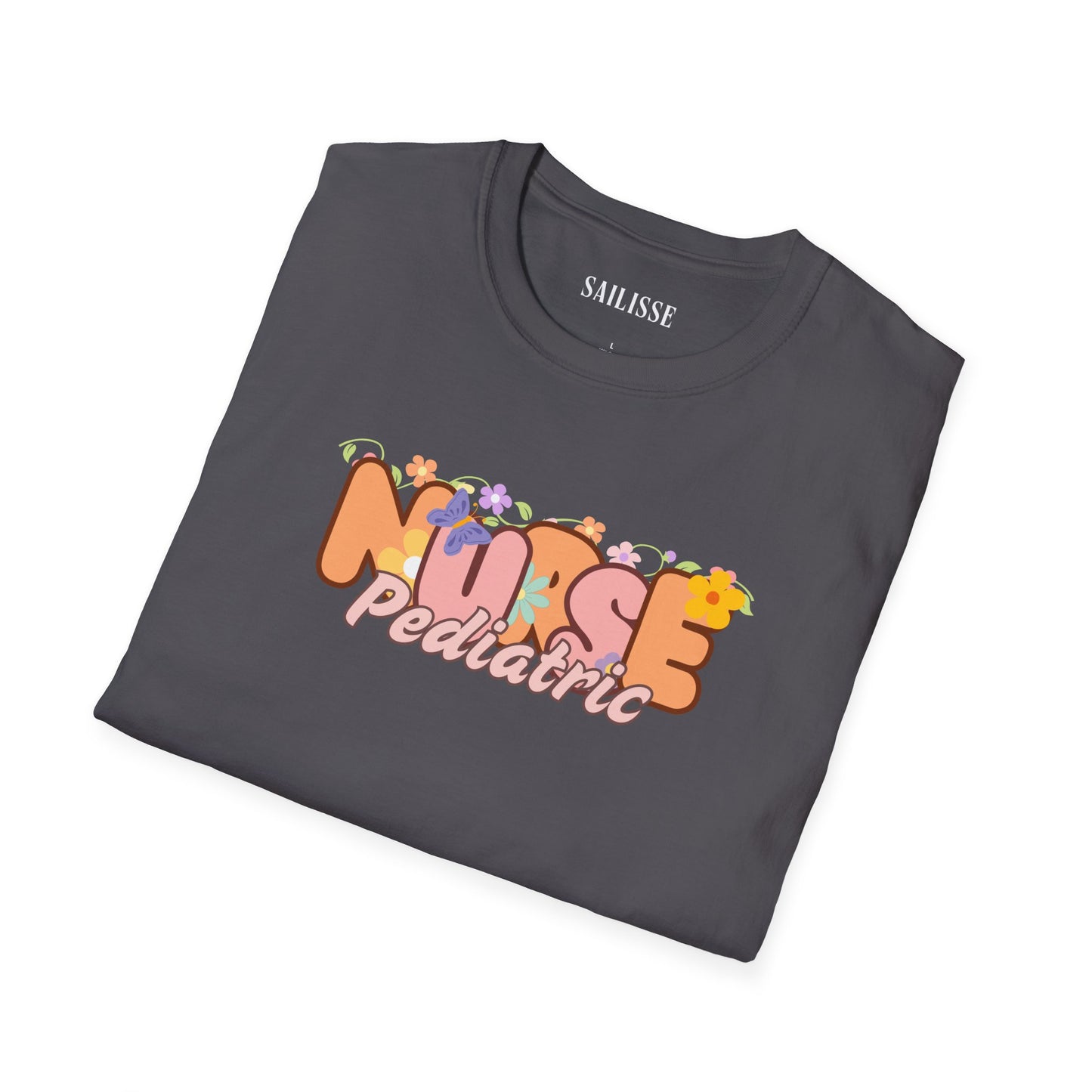 Pediatric Nurse Floral Design Softstyle T-Shirt