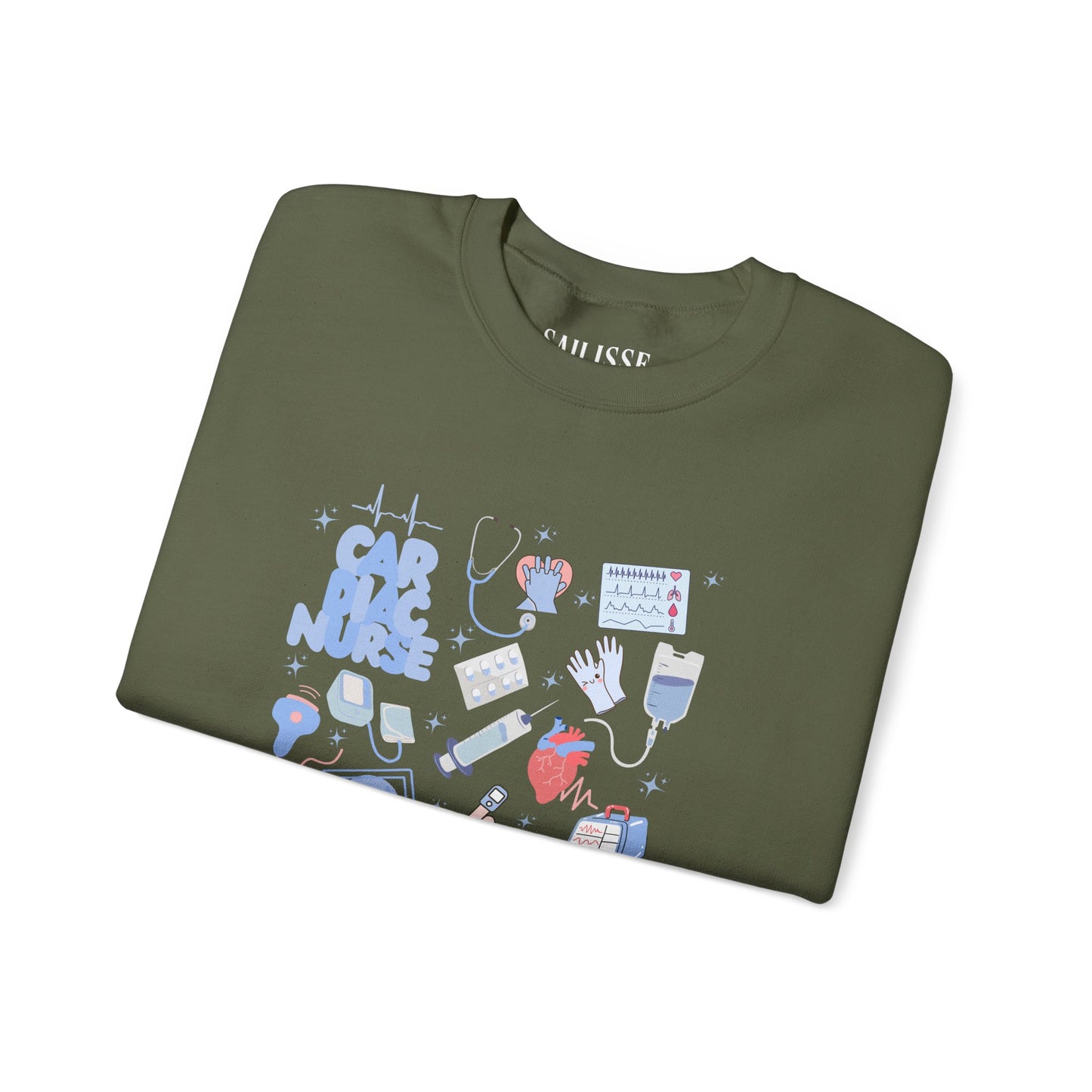 Cardiac Nurse Doodle Design Crewneck