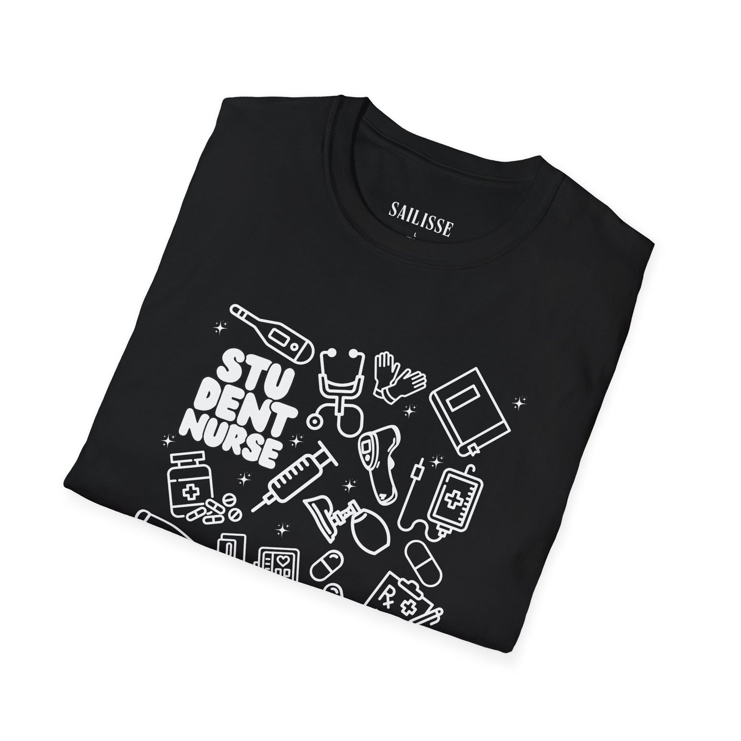 Student Nurse White Outline T-Shirt