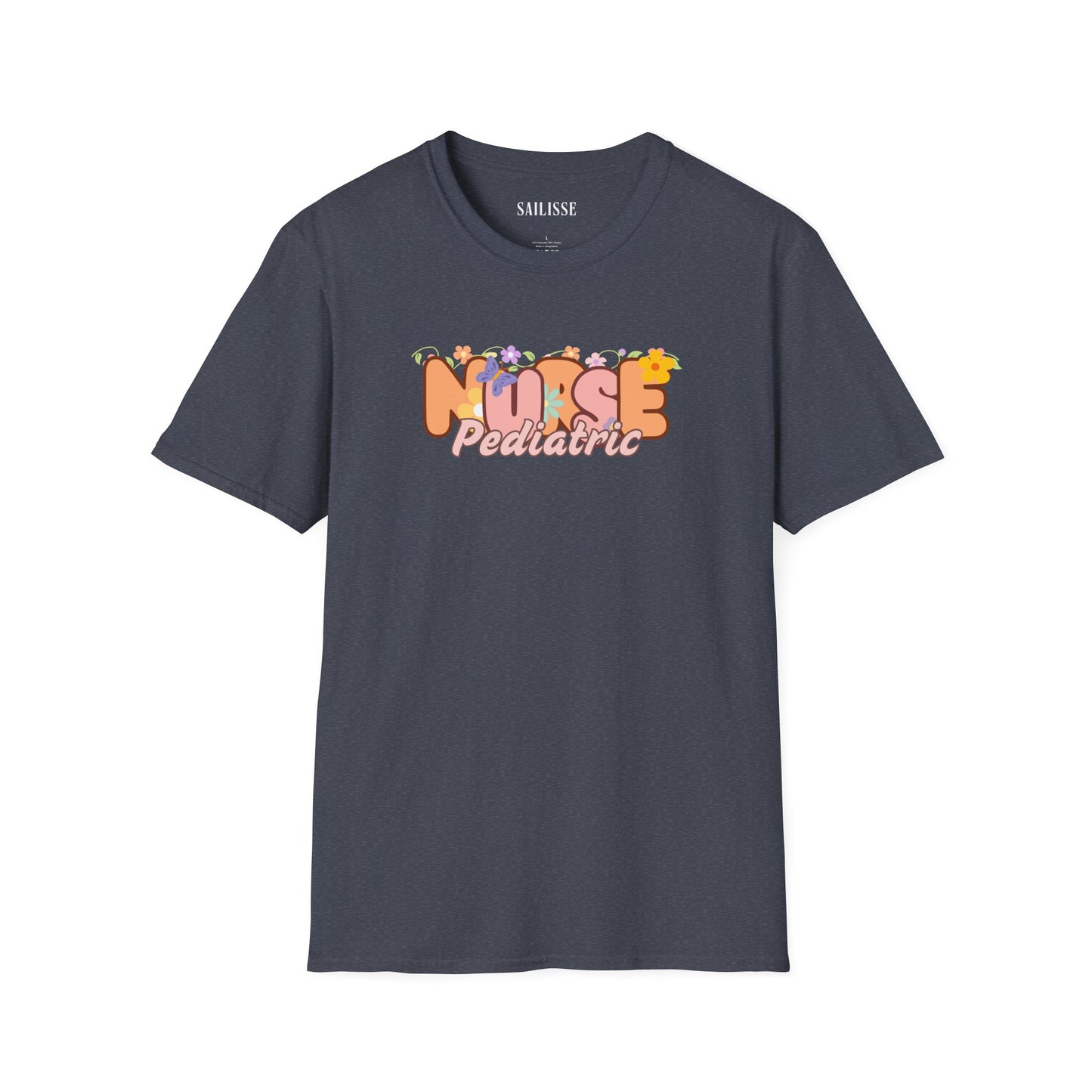 Pediatric Nurse Floral Design Softstyle T-Shirt