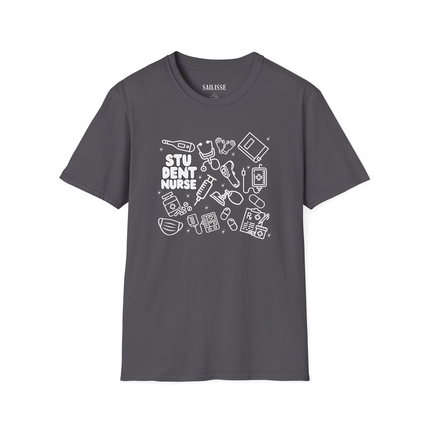 Student Nurse White Outline T-Shirt