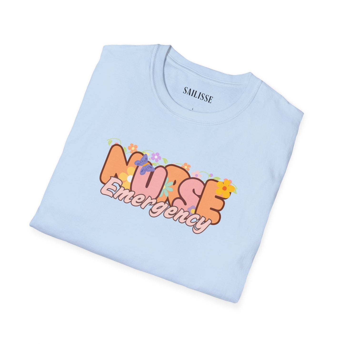 Emergency Nurse Floral Design Softstyle T-Shirt