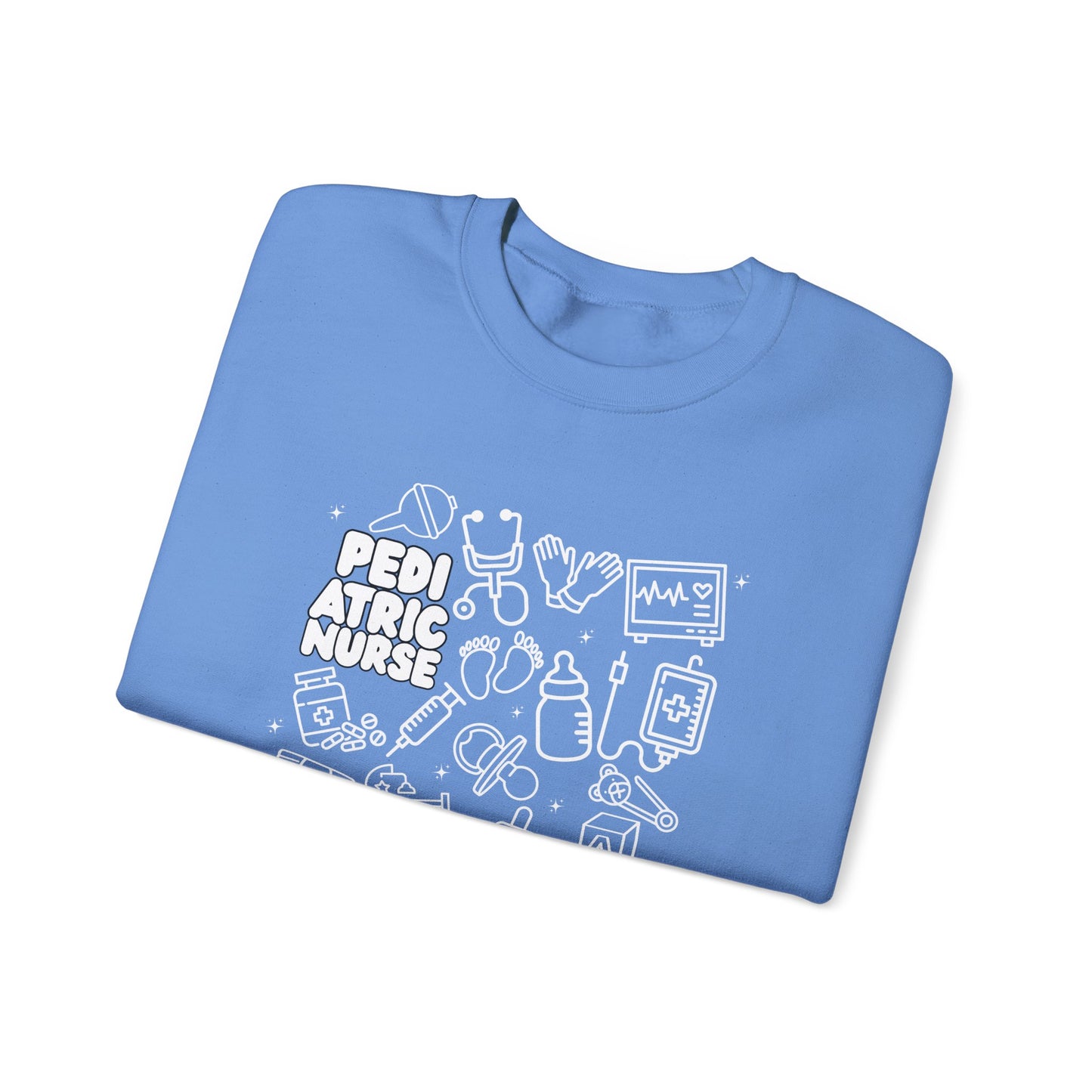 Pediatric Nurse White Outline Crewneck