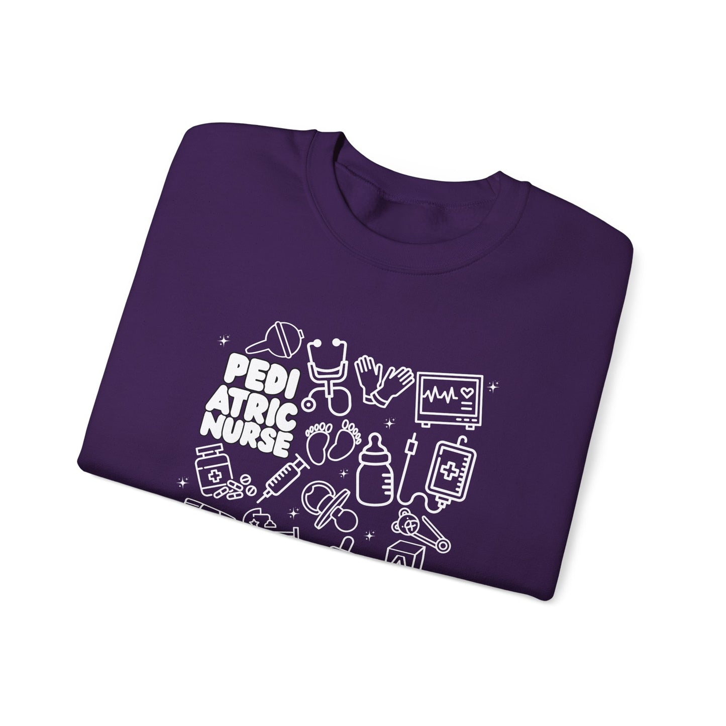 Pediatric Nurse White Outline Crewneck