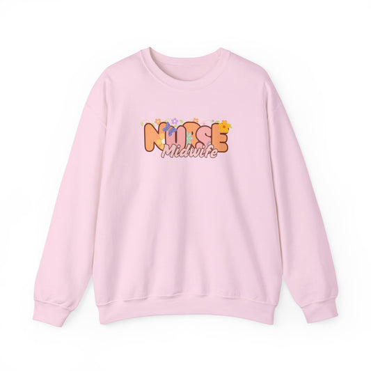 Midwife Nurse Floral Design Crewneck